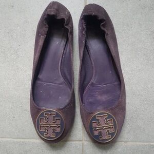 Tory Burch Plum Loafers with Signature Emblem